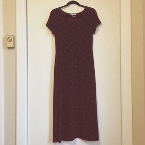 Canadian Vintage Long Dark Burgundy Whimsical Fireworks Maxi Dress